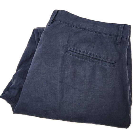 Jos. A Bank Reserve 100% Linen Pants Men's 38x32 Navy Blue Flat Straight Chino - Picture 1 of 6